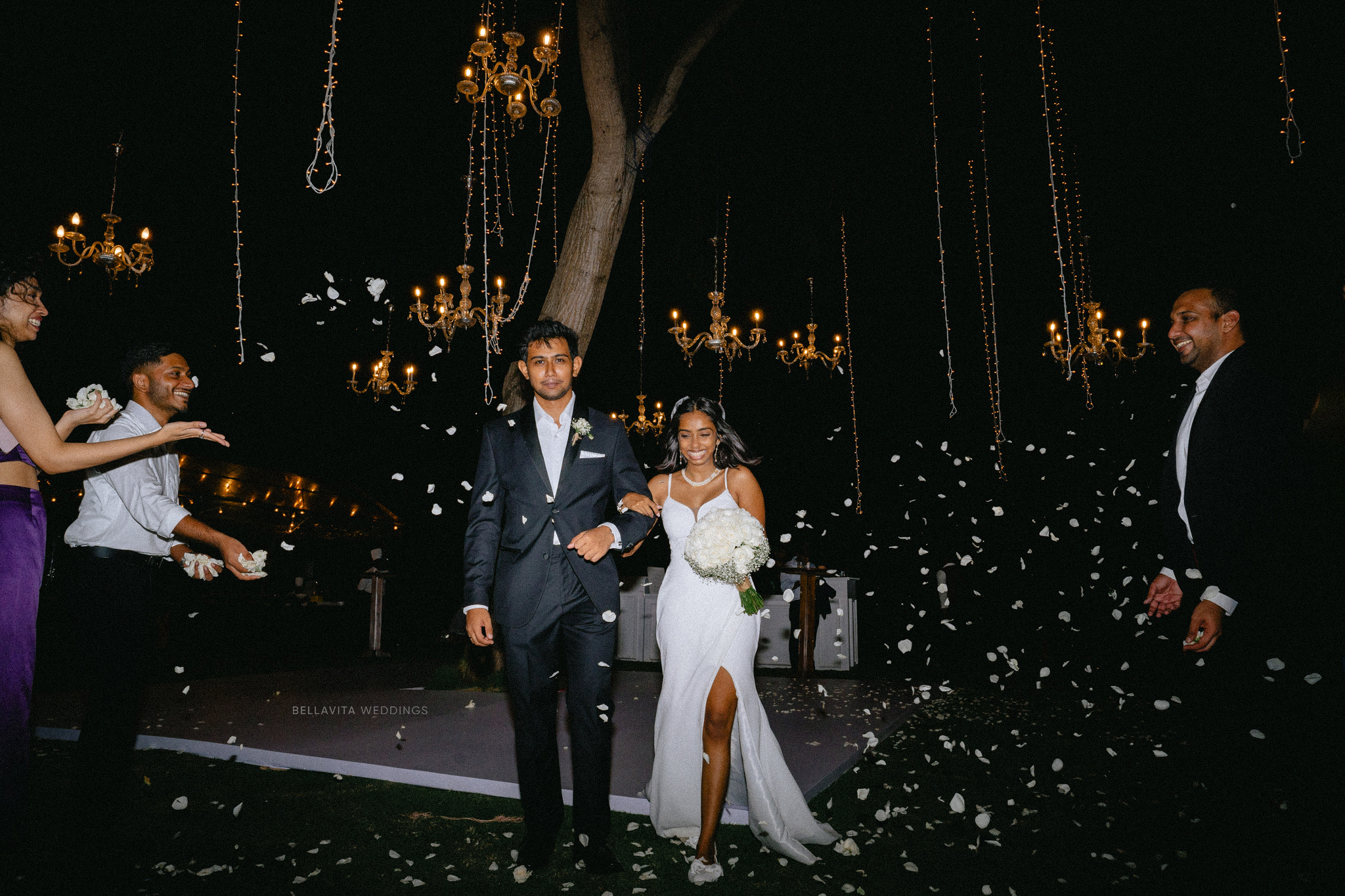 Wedding celebration with confetti